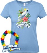Dames t-shirt Kaketoe Tropical | Toppers in Concert 2024 | Club Tropicana | Hawaii Shirt | Ibiza Kleding | Lichtblauw Dames | maat XXL