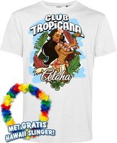 T-shirt Hula Fille Aloha | Les meilleurs en concert 2024 | Club Tropicana | Chemise hawaïenne | Vêtements Ibiza | Blanc | taille XL