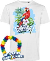 T-shirt Papegaai Tropical | Toppers in Concert 2024 | Club Tropicana | Hawaii Shirt | Ibiza Kleding | Wit | maat XXXL