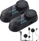 Intercom Moto TCOM-SC Casque Bluetooth Interphone pour Motos Ski Écran LCD / Radio FM/ Mains Libres / Portée 800m / Appairage 2-3 Pilotes/Noir