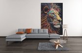 Canvas Schilderij Dieren - Kleurrijke Leeuw - Portret - 60x40x2 cm