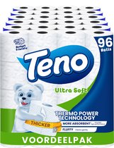 Teno - Super doux - 96 rouleaux de Papier toilette - 3 Costumes de 32 rouleaux de Papier toilette durable - Non pelucheux et résistant - Pack économique de Papier toilette