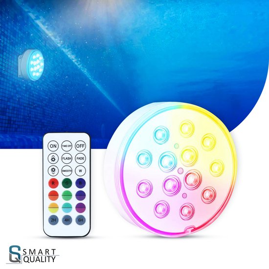 Smart Quality - Eclairage sous-marin LED rechargeable - Eclairage aquarium - 16 Couleurs - IP68 - avec Télécommande - Lampe LED