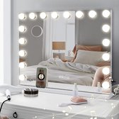 Elegante Hollywood-spiegel met Verlichting - Dimbare LED-lampen - Kleurtemperatuurinstellingen - Oplaadpoort - Make-upspiegel voor Thuiskantoor - Wit