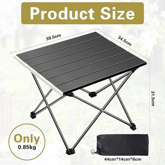 WOLTU CPT8129sb Picknicktafel inklapbaar Wandeltafel hoogte verstelbaar