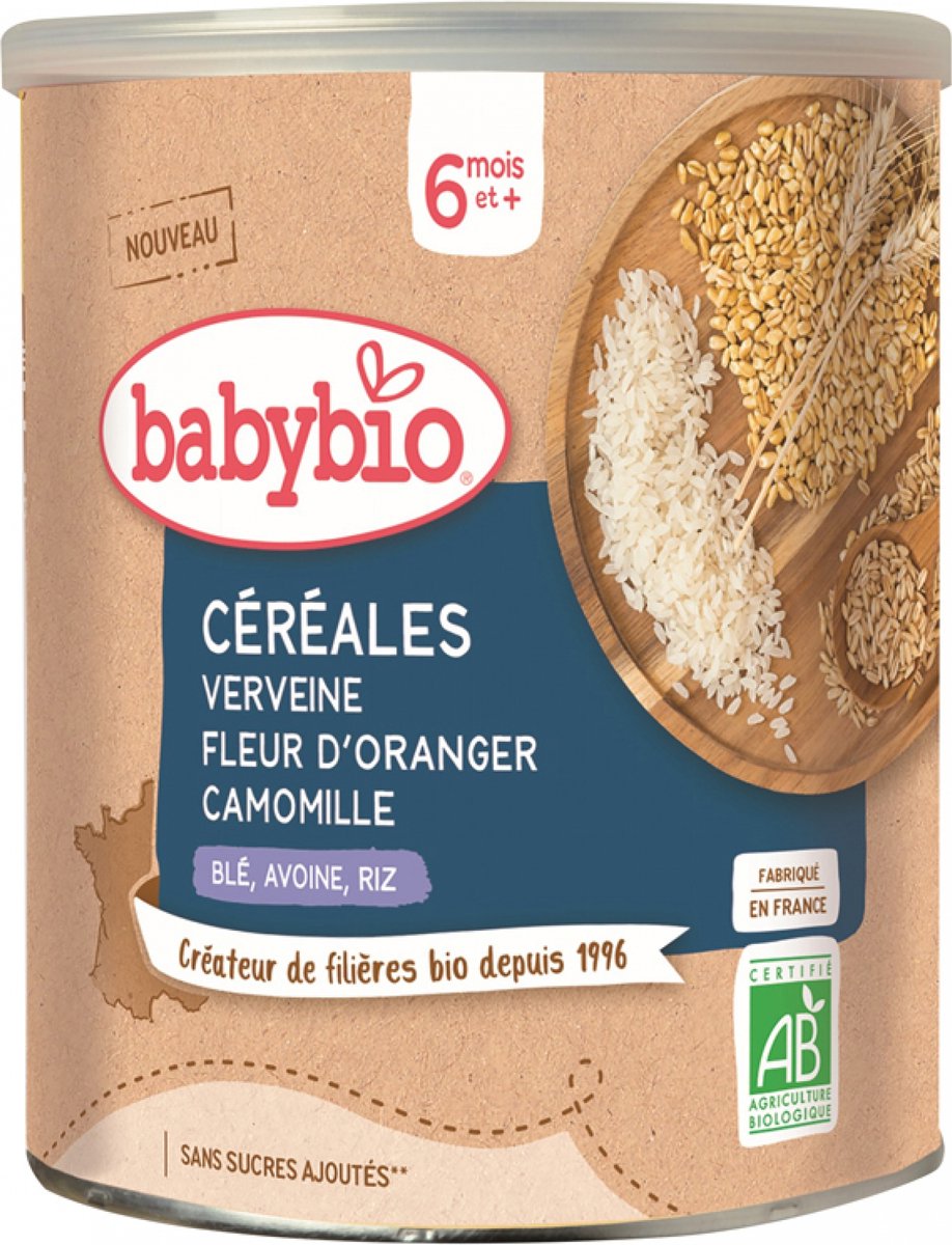 Goedkoopste Babybio Granen Verbena Oranjebloesem Kamille 6 Maanden en Ouder Biologisch 220 g