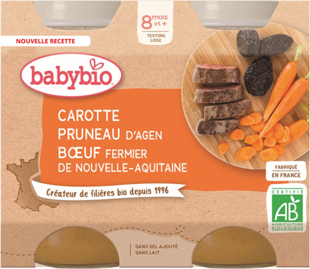 Goedkoopste Babybio Wortel Agen Pruim Nieuw Aquitaine Boerderij Rundvlees 8 Maanden Bio 2 x 200g Kuipjes