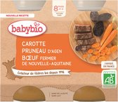 Babybio Carotte Prune d'Agen Bœuf Fermier de Nouvelle-Aquitaine 8 Mois + Bio 2 Pots de 200 g