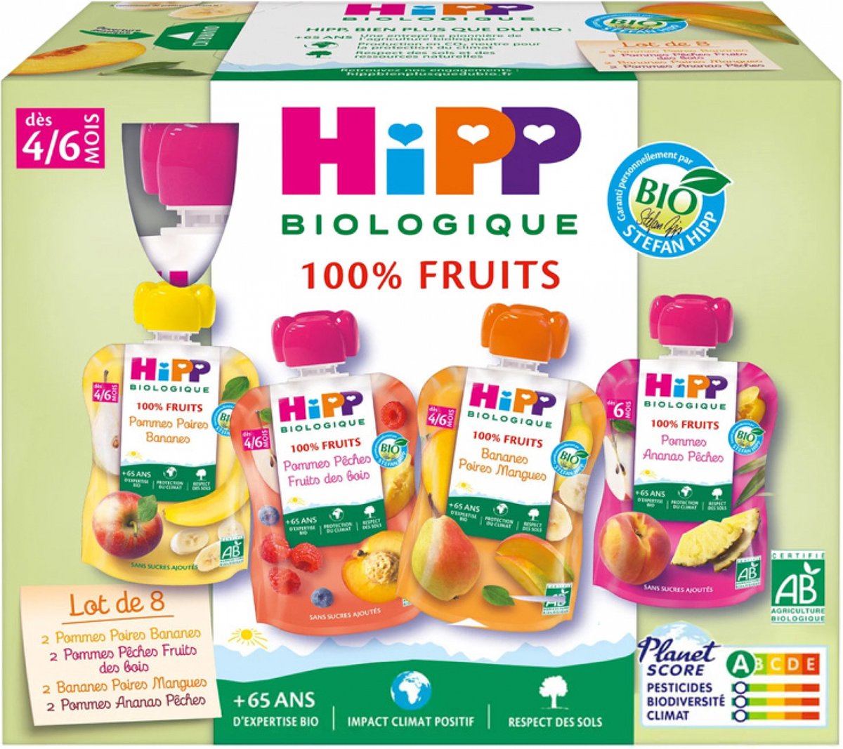 Goedkoopste HiPP 100 Fruit van 4/6 Maanden Biologisch 8 Kalebassen