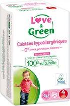 Love & Green Culottes Hypoallergéniques 20 Culottes Taille 4 (8-15 kg)