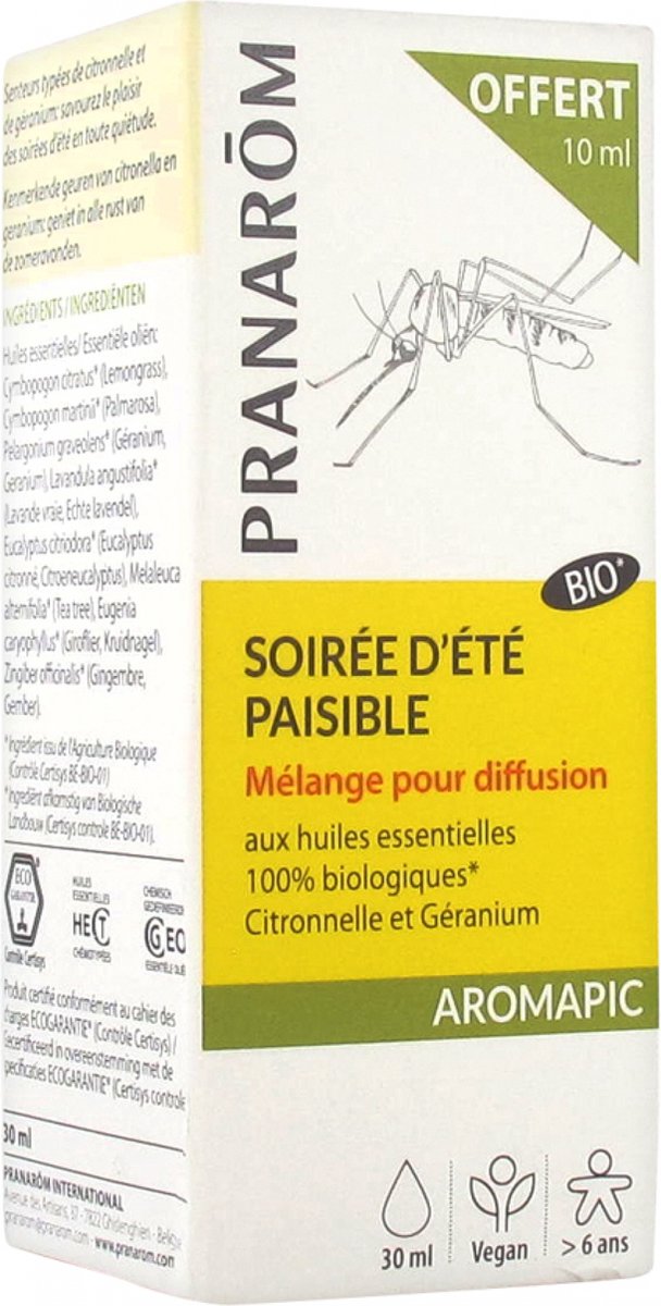 Goedkoopste Pranarôm Aromapic Soirée D'Été Paisible Bio Diffusion Blend 20 ml 10 ml Gratis