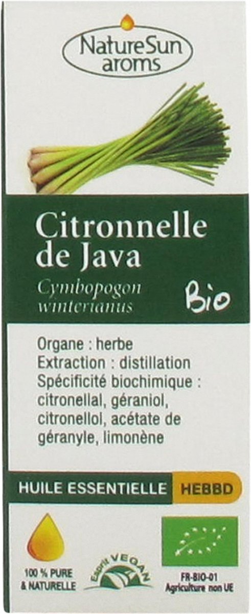 Goedkoopste NatureSun Aroms Citroengras Etherische Olie Java (Cymbopogon Winterianus) Biologisch 10 ml