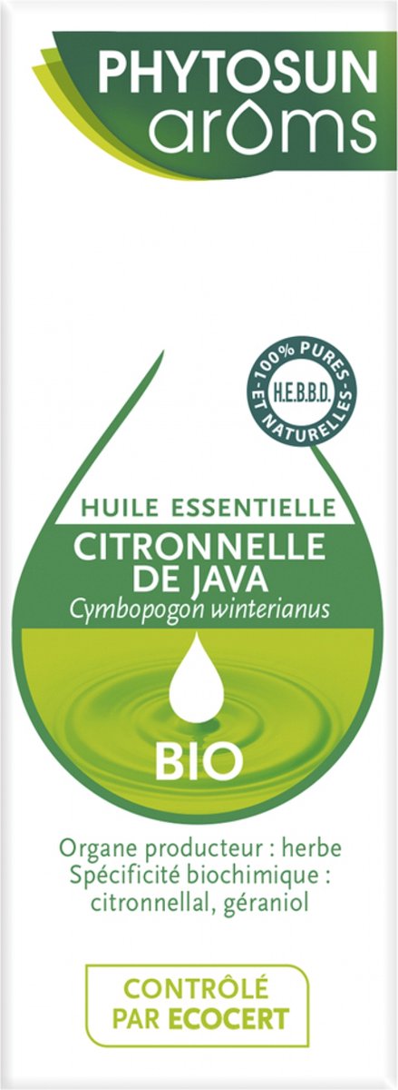 Goedkoopste Phytosun Arôms Citroengras Etherische Olie Java (Cymbopogon Winterianus) Biologisch 10 ml