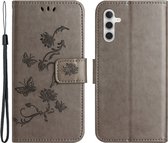Coverup Bloemen & Vlinders Book Case - Geschikt voor Samsung Galaxy S24 Plus Hoesje - Grijs