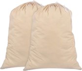 Lot de 2 sacs à linge - 71 x 91 cm, 100 % coton, sac à linge résistant avec cordon de serrage - 75 l sac à linge pliable extra large, sac à linge certifié Oeko-Tex