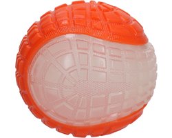 Dog Comets Glow in the Dark Moon Bal - 10 cm - Hondenspeelgoed - Op Water en Land - Apporteerspeelgoed - met Piep - L - Oranje