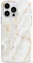 xoxo Wildhearts Marble Off Whites - Single Layer - Hoesje geschikt voor iPhone 14 Pro Max hoesje - Marmer hoesje - Shockproof base - Beschermhoesje geschikt voor iPhone 14 Pro Max case - Gebroken wit