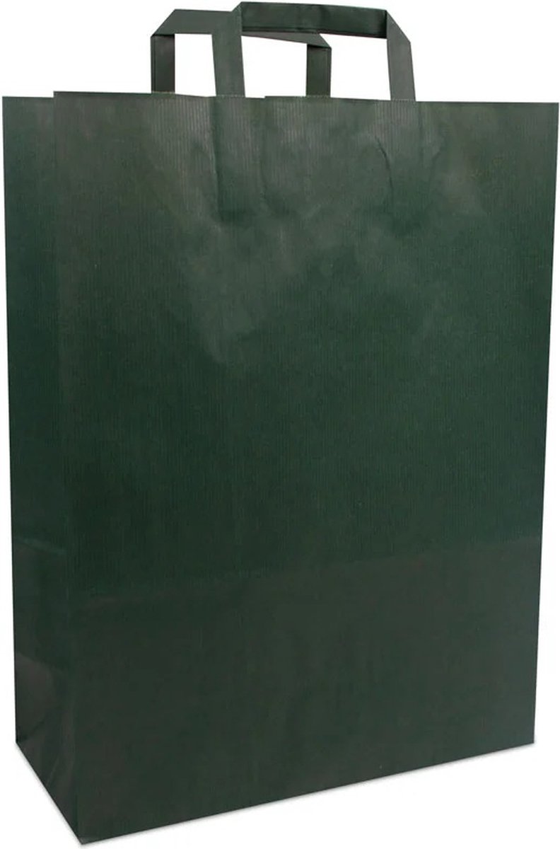 Cadeautasjes met platte handgreep, budget tassen donkergroen, 32x17x44cm (250 stuks)