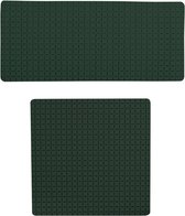 MSV Set de tapis antidérapants de Douche/baignoire salle de bain - caoutchouc - 2x pièces - vert foncé - 2 tailles