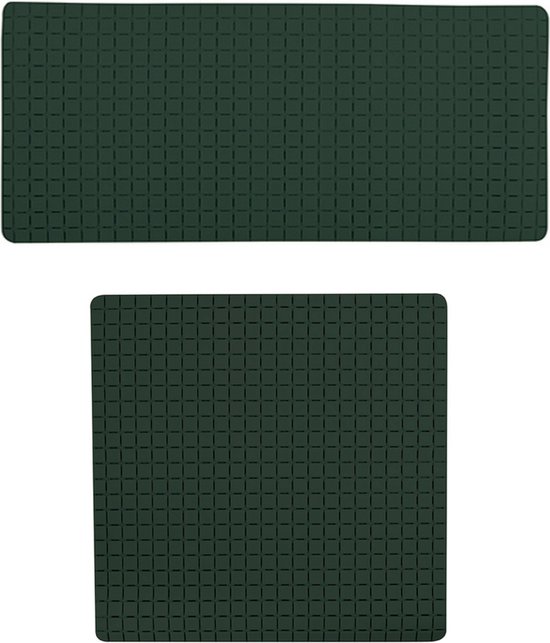 MSV Douche/bad anti-slip matten set badkamer - rubber - 2x stuks - donkergroen - 2 formaten