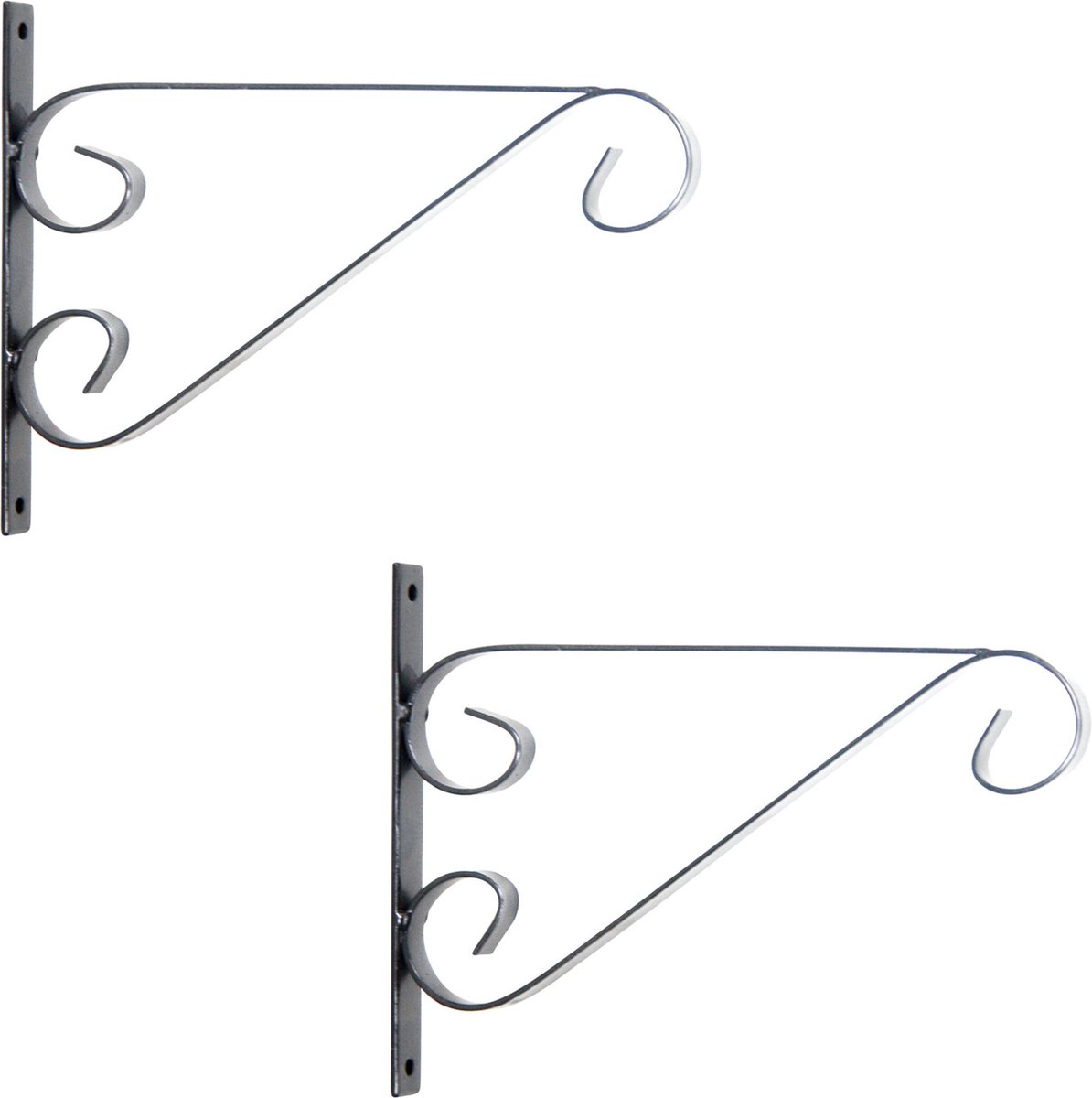 3x Zilveren hangpot haken metaal met krul - 27 x 19 cm - Muurpothangers voor plantenbakken/bloembakken - Tuin/muur decoraties - Merkloos
