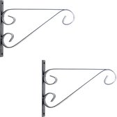 3x Zilveren hangpot haken metaal met krul - 27 x 19 cm - Muurpothangers voor plantenbakken/bloembakken - Tuin/muur decoraties