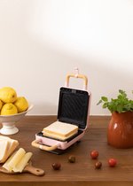 Bol.com CREATE STONE 2 in 1 COMPACT - Sandwichgrill en wafelijzer met verwisselbare platen - Pastel Roze aanbieding