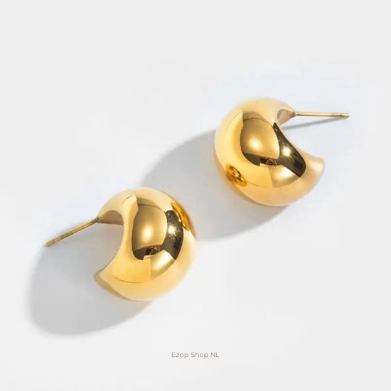 Goudkleurige C-vormige Hoepeloorbellen - Elegante Koperlegering Sieraden voor Vrouwen