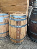 Kastanjehouten Portvat (Regenton) van 110 liter, met losse deksel, geolied met lijnolie - Houten Regenton