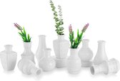 Vaas, wit, glas, klein, wit, decoratieve vazen, set van 10, mini-bloemenvaas, modern, handgemaakt, esthetische glazen vaas, vintage, voor bruiloft, tafeldecoratie, woonkamer, voor Blomus, droogbloemen, roos, kunstbloemen