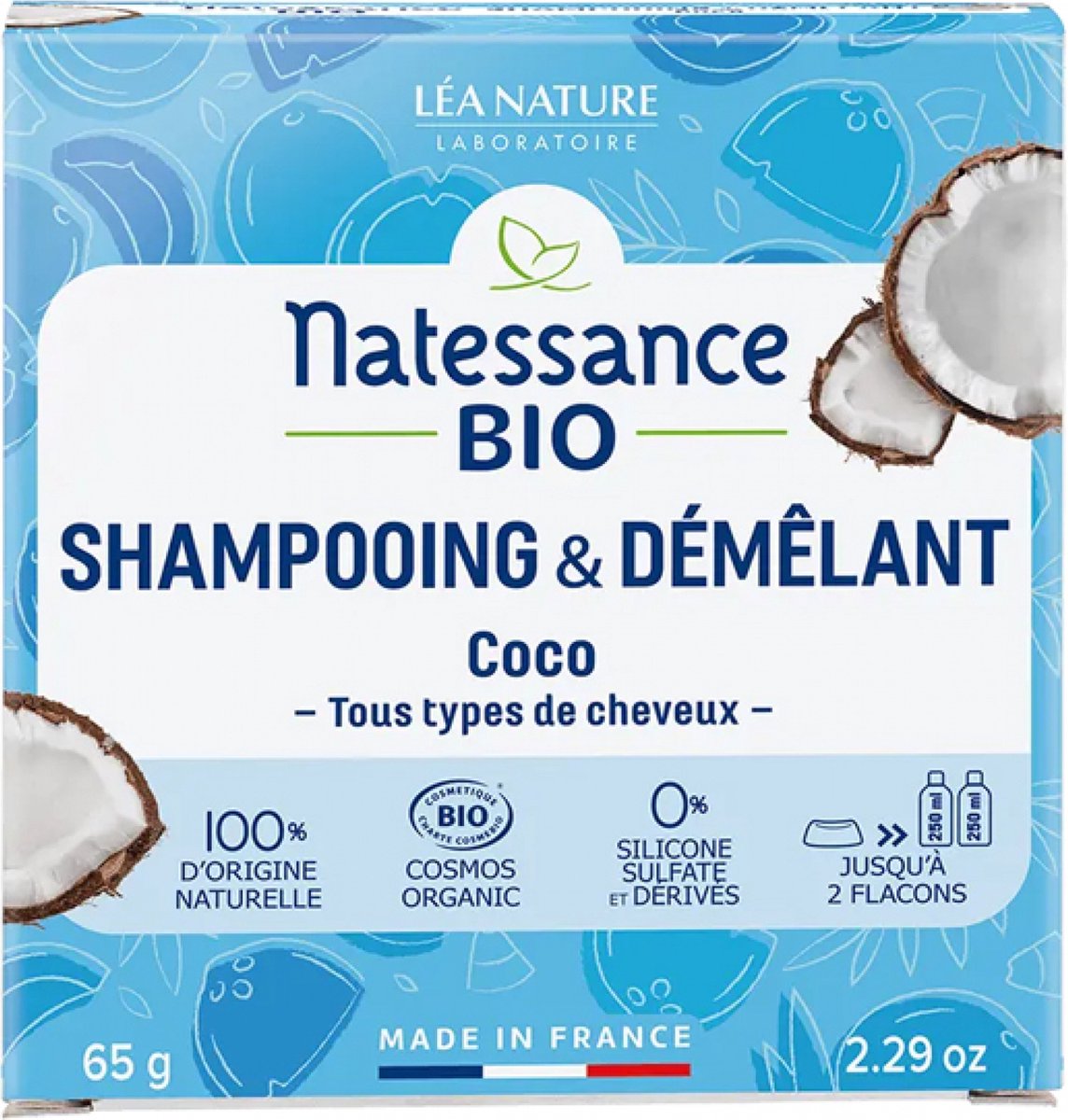 Natessance Organic Coconut Solid Detangling Shampoo 65 g