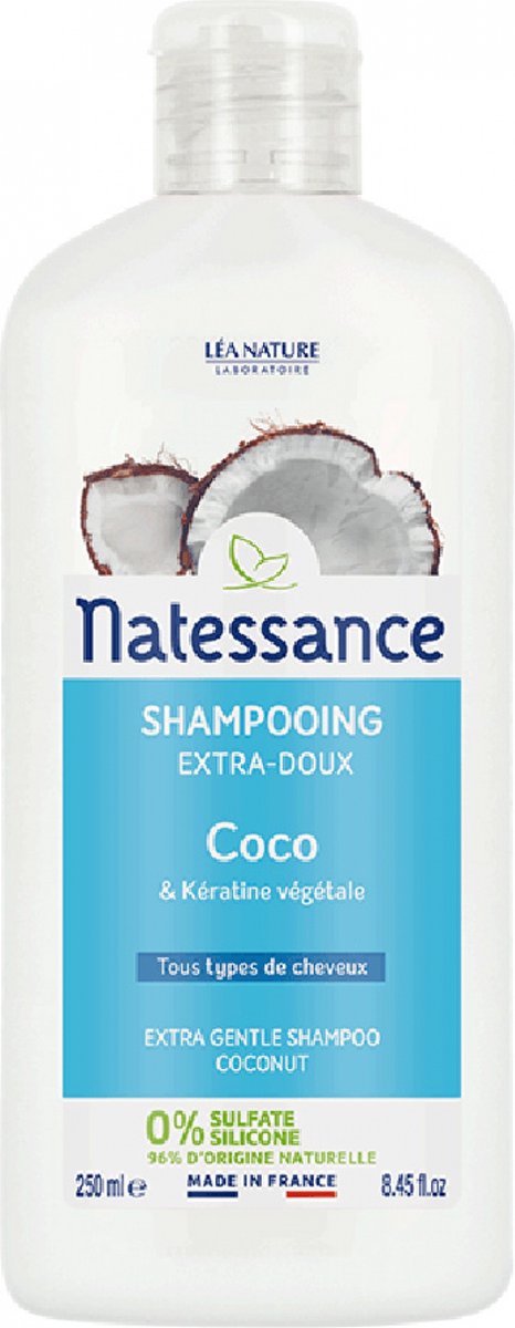 NATESSANCE Veelvuldig gebruik shampoo - 100 ml - Keratine van kokos en groenten - Extra zacht en glanzend