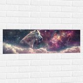 Muursticker - Eenhoorn - Unicorn - Wolken - Kleuren - Sterren - 90x30 cm Foto op Muursticker