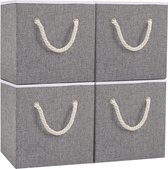Boîte de Rangement, boîtes de Rangement Pliables sans Couvercle, boîte en Tissu Ouverte Lavable, pour Chambre à Coucher, Rangement vêtements, Gris, 33 x 33 x 33 cm, 4 pièces