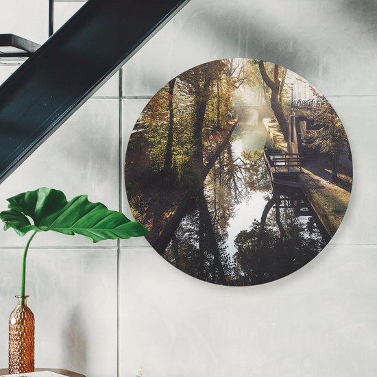 Artaza Forex Muurcirkel Nieuwe Gracht In Utrecht - 40x40 cm - Klein - Wandcirkel - Rond Schilderij - Wanddecoratie Cirkel