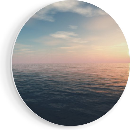Artaza Forex Muurcirkel Zee Water Tijdens Zonsondergang - 40x40 cm - Klein - Wandcirkel - Rond Schilderij - Wanddecoratie Cirkel