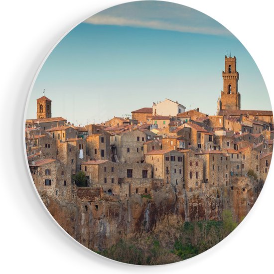 Artaza Forex Muurcirkel Oude Stad in Toscane, Italië - 40x40 cm - Klein - Wandcirkel - Rond Schilderij - Wanddecoratie Cirkel