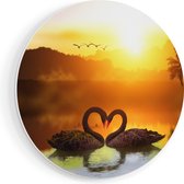 Artaza Cercle mural Forex Deux cygnes noirs en forme de coeur - 40x40 cm - Klein - Cercle mural - Peinture ronde - Cercle de Décoration murale