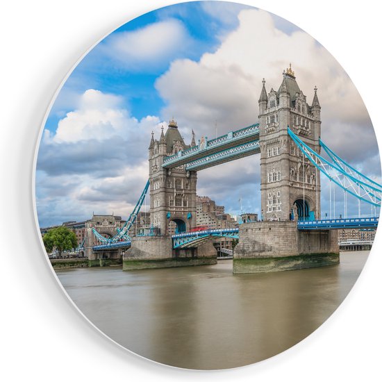 Artaza Forex Muurcirkel Tower Bridge in Londen - 90x90 cm - Groot - Wandcirkel - Rond Schilderij - Muurdecoratie Cirkel