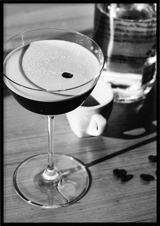 Poster Espresso Martini zwart-wit - Natuur poster - 30x40 cm - inclusief lijst - WALLLL