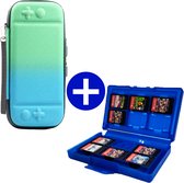 Case geschikt voor Nintendo Switch / Nintendo Switch OLED + Game Card hoes - 12 Games - Draagtas - Opbergtas - Groen/Blauw/Blauw
