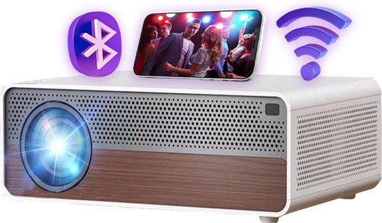 Chesto Beamer FULL HD Android 9.0 Beamer (4K/3D-Ondersteuning) - 14.000 Lumen - Streamen vanaf je telefoon met wifi - Inclusief 100'' projectiescherm