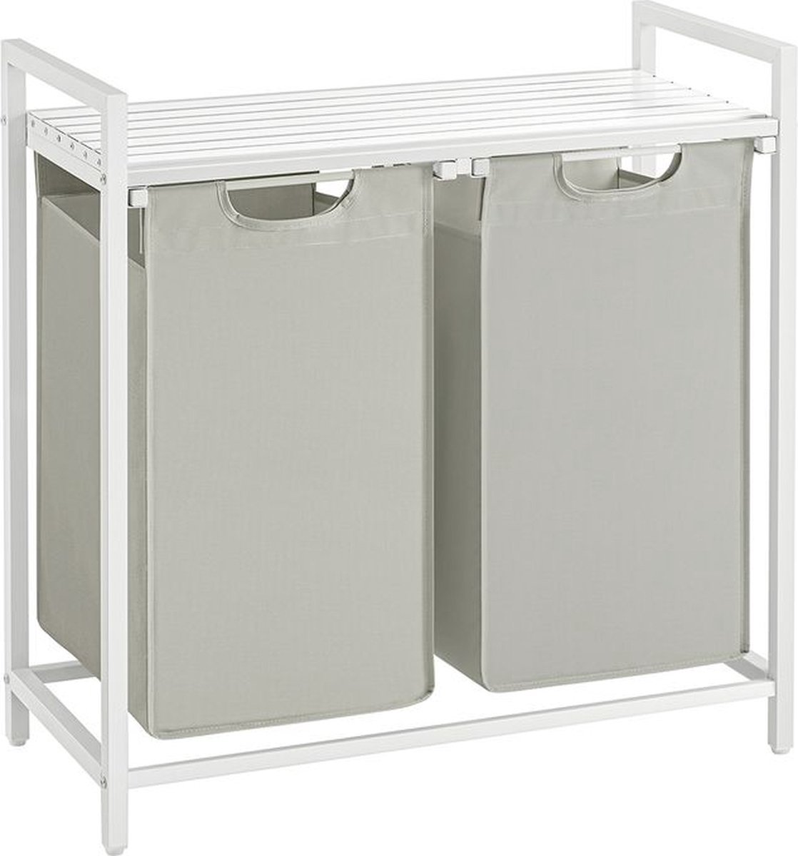Relaxdays wasmand met plank, uitneembare waszak 65 l, H x B x D