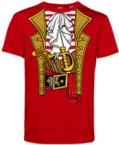 T-shirt Piraten Kostuum | Carnavalskleding heren | Carnaval Kostuum | Foute Party | Rood | maat XL