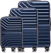Kofferset 3-delig - Marine Blauw - Complete kofferset - Draaibare wielen - 37L Handbagage + 65L en 100L Ruimbagage