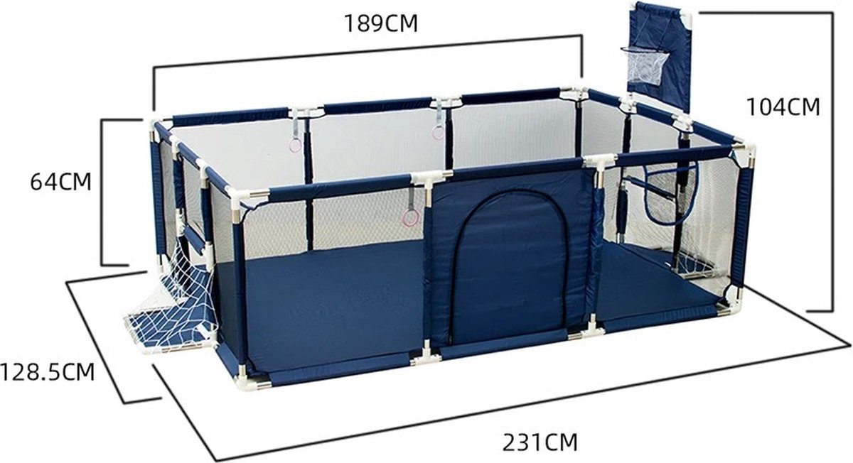 Baby Boxen Indoor Baby Corralitos Veiligheidsbarrières Basketbal Baby Activiteit Gym Grote Parken Voor Baby Groundbox Hek Blauw met voetbal goals