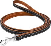 WAUDOG Soft Hondenriem / Hondenlijn - Echt Leder - Zwart - Breedte: 18 mm - Lengte: 122 cm