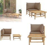 vidaXL Ensemble de salon en bambou 2 pièces avec coussins taupe Salon en bambou - Set de salon - Salon de jardin - Ensembles tubulaires - Mobilier Plein air