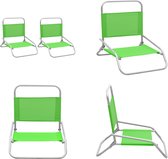 vidaXL Strandstoelen 2 st inklapbaar stof groen - Campingstoel - Campingstoelen - Kampeerstoel - Kampeerstoelen