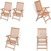 vidaXL Chaises de jardin 2 pcs Bois de teck massif réglable - Chaise en bois - Chaises en bois - Chaise de Jardin - Chaises de Jardin